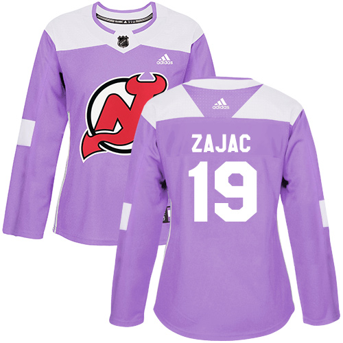 Adidas New Jersey Devils #19 Travis Zajac Purple Authentic Fights Cancer Women's Stitched Jersey Womens
