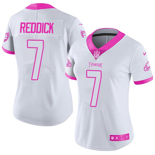 Eagles #7 Haason Reddick White/Pink Women's Stitched Limited Rush Fashion Jersey
