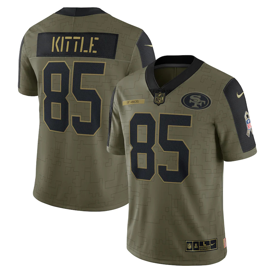 San Francisco 49ers #85 George Kittle Olive 2021 Salute To Service Limited Player Jersey