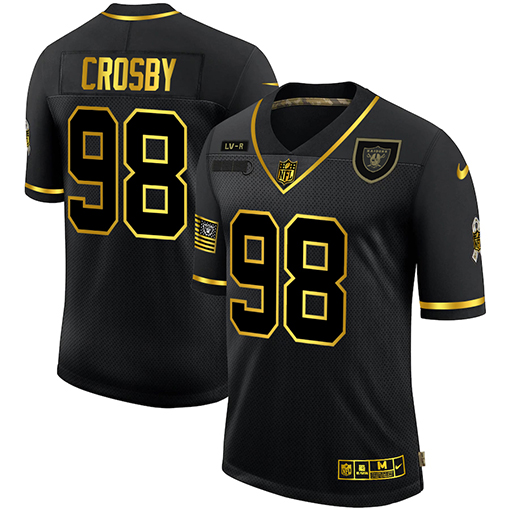 Las Vegas Raiders #98 Maxx Crosby Men's 2020 Salute To Service Golden Limited Jersey Black