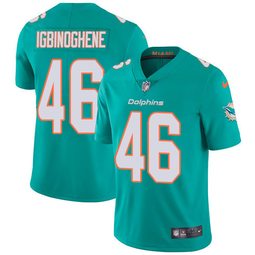 Miami Dolphins #46 Noah Igbinoghene Aqua Green Team Color Youth Stitched Vapor Untouchable Limited Jersey Youth