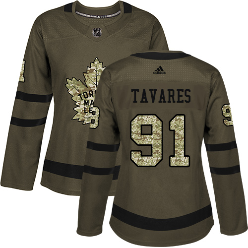 Adidas Maple Toronto Maple Leafs #91 John Tavares Green Salute to Service Women's Stitched Jersey Womens