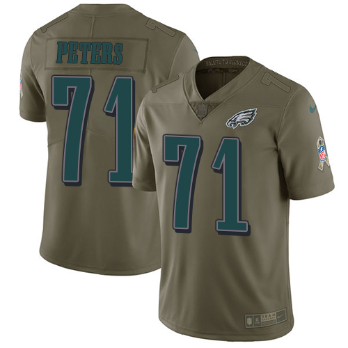 Philadelphia Eagles #71 Jason Peters Olive Youth Stitched Limited 2017 Salute to Service Jersey Youth