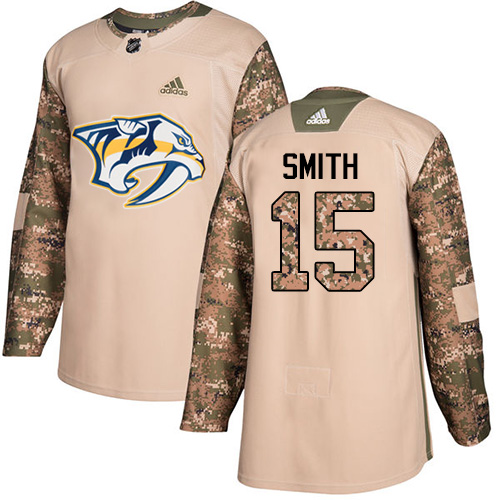 Adidas Nashville Predators #15 Craig Smith Camo Authentic 2017 Veterans Day Stitched Jersey Men's