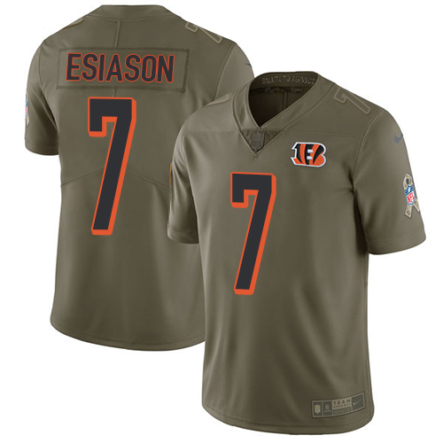 Cincinnati Bengals #7 Boomer Esiason Olive Men's Stitched Limited 2017 Salute To Service Jersey Men's