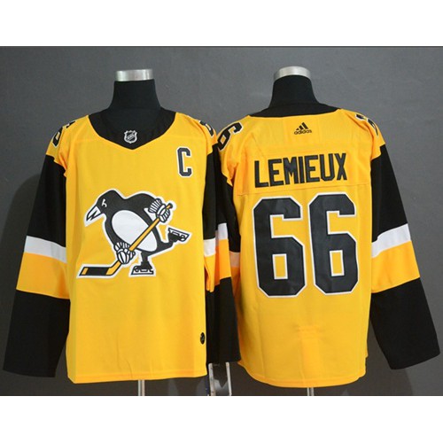 Adidas Pittsburgh Penguins #66 Mario Lemieux Gold Alternate Authentic Stitched Jersey Men's