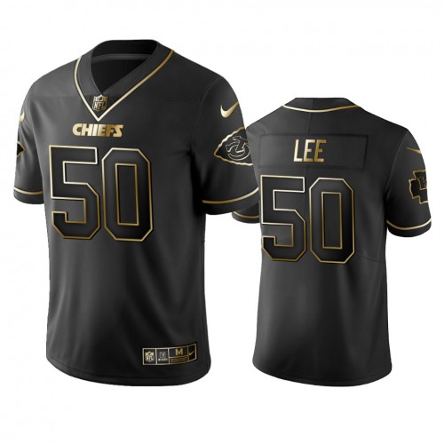 Kansas City Chiefs #50 Darron Lee Black Golden Limited Edition Stitched Jersey Men's