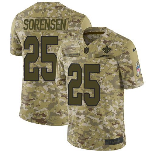 Saints #25 Daniel Sorensen Camo Men's Stitched Limited 2018 Salute To Service Jersey