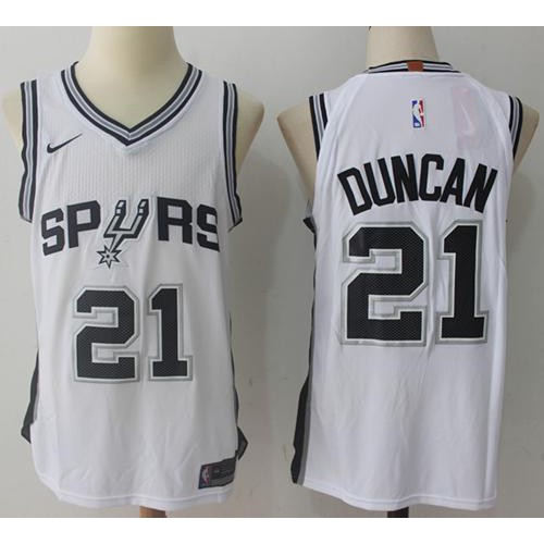 San Antonio Spurs #21 Tim Duncan White Swingman Association Edition Jersey Mens