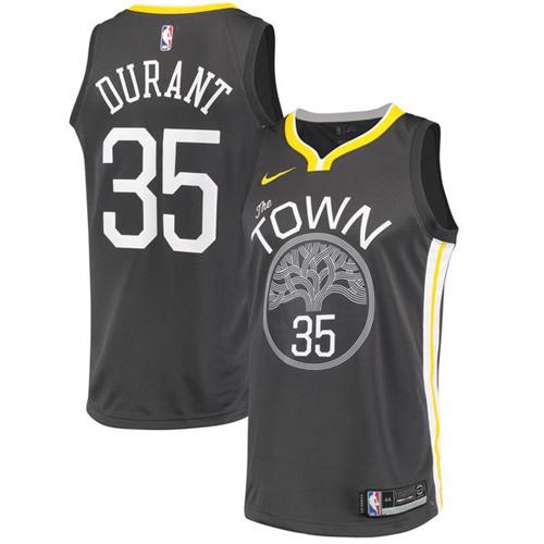 Golden State Warriors #35 Kevin Durant Black Swingman Statement Edition Jersey Mens