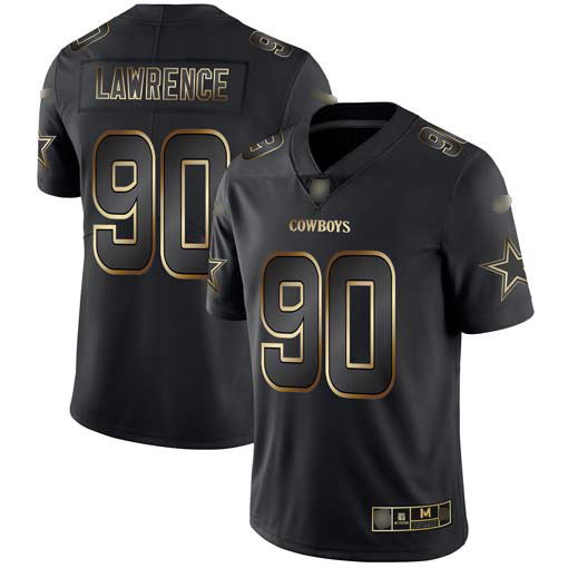 Cowboys #90 Demarcus Lawrence Black/Gold Men's Stitched Vapor Untouchable Limited Jersey