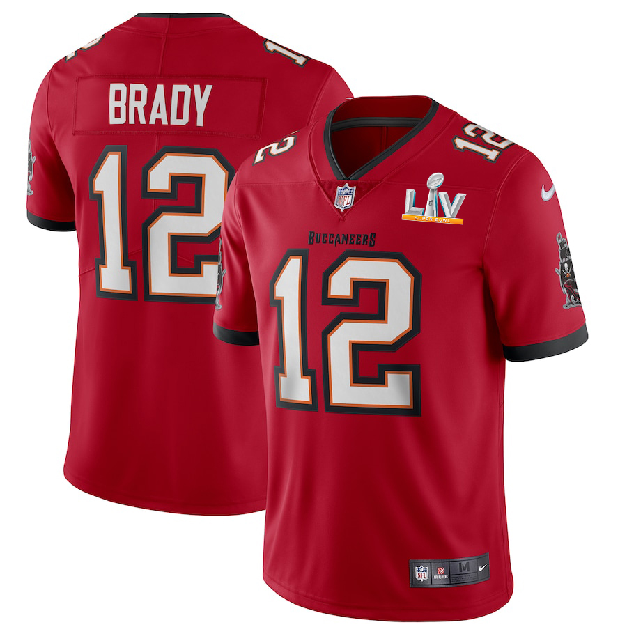Tampa Bay Buccaneers #12 Tom Brady Men's Super Bowl LV Bound Red Vapor Limited Jersey