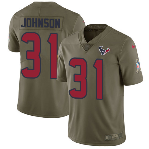 Houston Texans #31 David Johnson Olive Men's Stitched Limited 2017 Salute To Service Jersey Men's