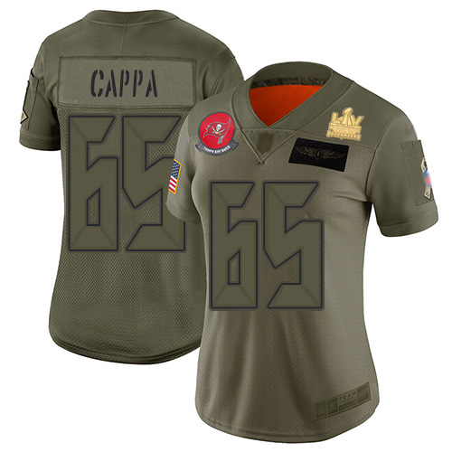 Tampa Bay Buccaneers #65 Alex Cappa Camo Women's Super Bowl LV Champions Patch Stitched Limited 2019 Salute To Service Jersey Womens