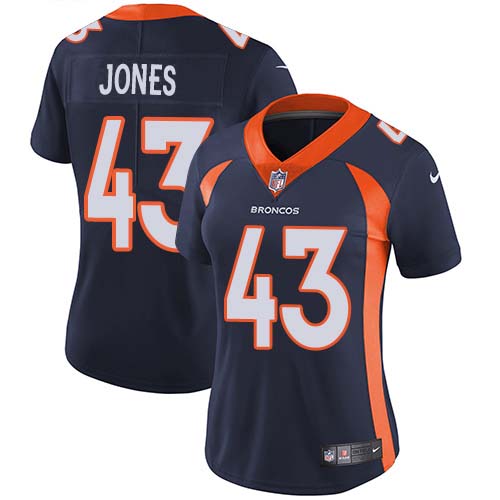 Denver Broncos #43 Joe Jones Navy Blue Alternate Women's Stitched Vapor Untouchable Limited Jersey Womens