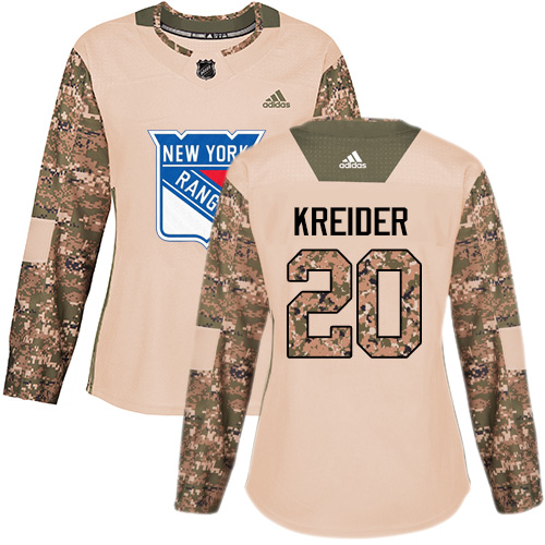 Adidas New York Rangers #20 Chris Kreider Camo Authentic 2017 Veterans Day Women's Stitched Jersey Womens