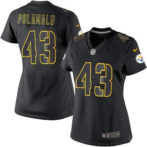 Steelers #43 Troy Polamalu Black Impact Women's Stitched Limited Jersey