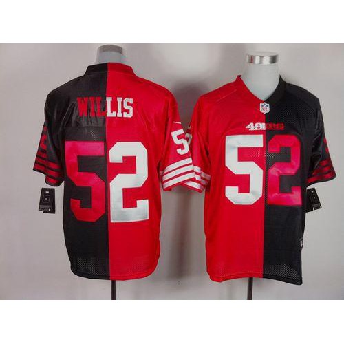San Francisco 49ers #52 Patrick Willis Black/Red Men's Stitched Elite Split Jersey Men's