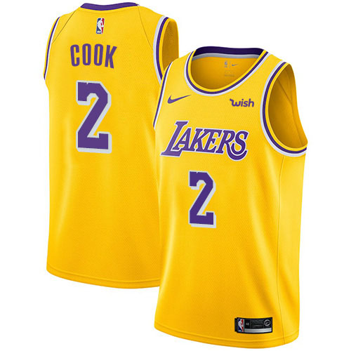 Los Angeles Lakers #2 Quinn Cook Gold Swingman Icon Edition Jersey Mens