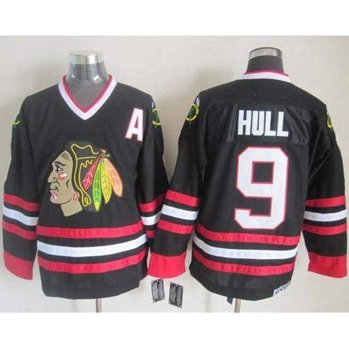 Chicago Blackhawks #9 Bobby Hull Black CCM Throwback Stitched Jersey Men's
