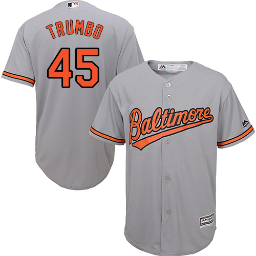 Baltimore Orioles #45 Mark Trumbo Grey Cool Base Stitched Youth Jersey Youth