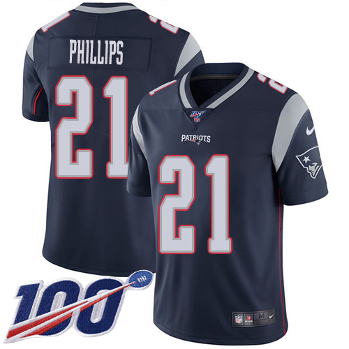 New England Patriots #21 Adrian Phillips Navy Blue Team Color Youth Stitched 100th Season Vapor Untouchable Limited Jersey Youth