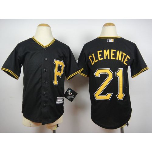 Pittsburgh Pirates #21 Roberto Clemente Black Cool Base Stitched Youth Jersey Youth
