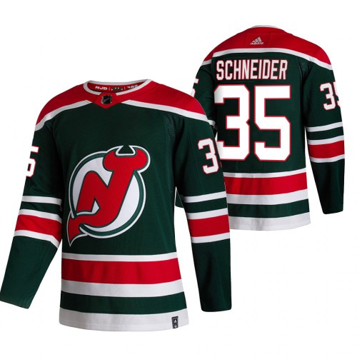 New Jersey New Jersey Devils #35 Corey Schneider Green Men's Adidas 2020-21 Reverse Retro Alternate Jersey Men's