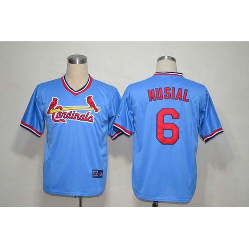 Mitchell And Ness St.Louis Cardinals #6 Stan Musial Light Blue Throwback Stitched Jersey Men's