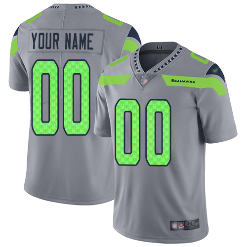 Seattle Seahawks Customized Gray Men's Stitched Limited Inverted Legend Jersey