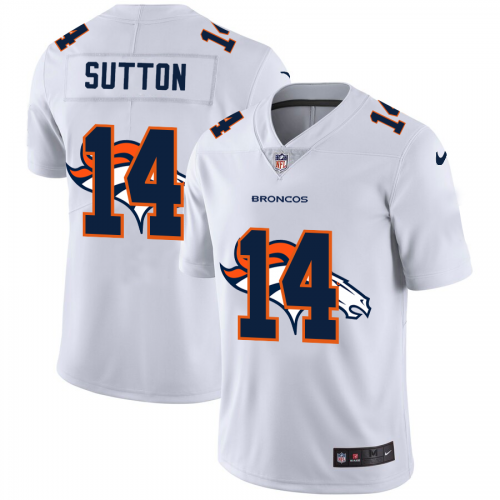 Denver Denver Broncos #14 Courtland Sutton White Men's Team Logo Dual Overlap Limited Jersey Men's