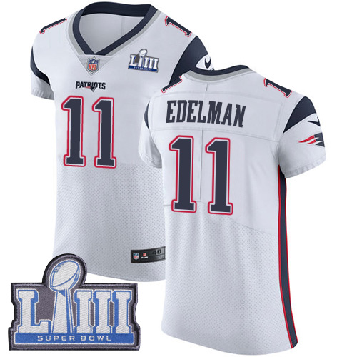 Patriots #11 Julian Edelman White Super Bowl LIII Bound Men's Stitched Vapor Untouchable Elite Jersey