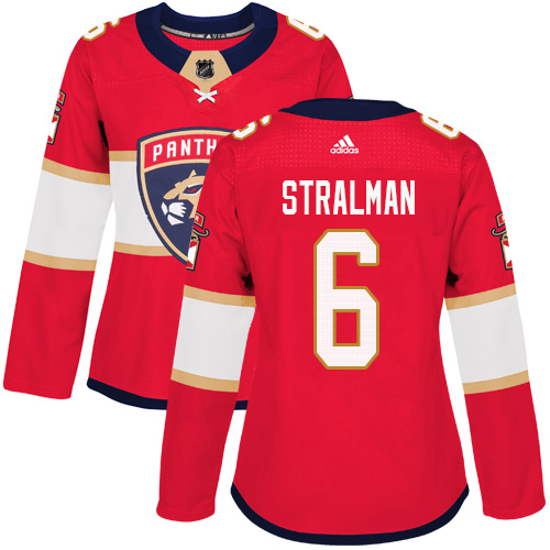 Adidas Florida Panthers #6 Anton Stralman Red Home Authentic Women's Stitched Jersey Womens