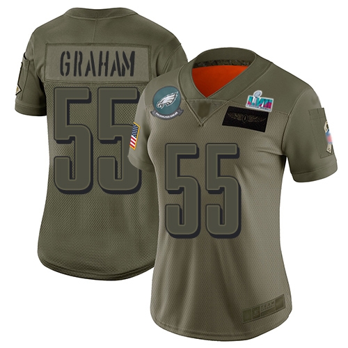 Eagles #55 Brandon Graham Camo Super Bowl LVII Patch Women's Stitched Limited 2019 Salute To Service Jersey