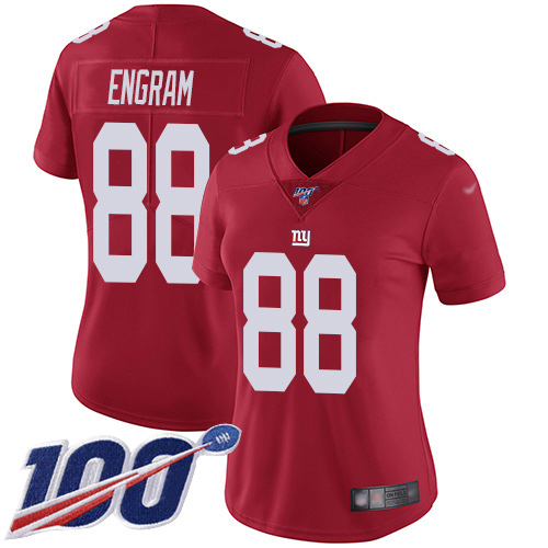 New York Giants #88 Evan Engram Red Alternate Women's Stitched 100th Season Vapor Limited Jersey Womens