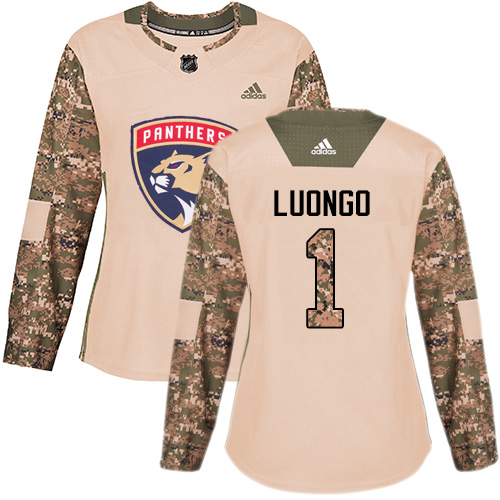 Adidas Florida Panthers #1 Roberto Luongo Camo Authentic 2017 Veterans Day Women's Stitched Jersey Womens