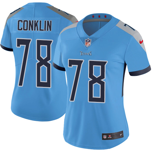 Tennessee Titans #78 Jack Conklin Light Blue Alternate Women's Stitched Vapor Untouchable Limited Jersey Womens