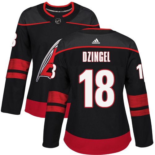 Adidas Carolina Hurricanes #18 Ryan Dzingel Black Alternate Authentic Women's Stitched Jersey Womens