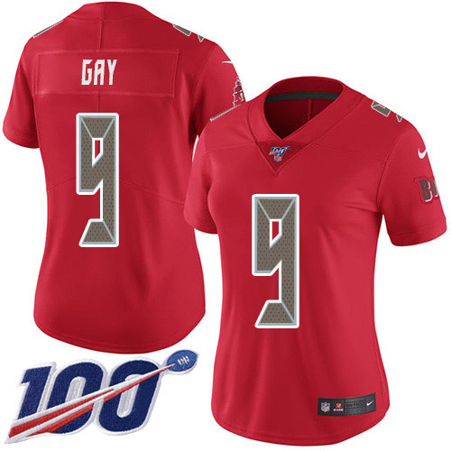 Tampa Bay Buccaneers #9 Matt Gay Red Women's Stitched Limited Rush 100th Season Jersey Womens
