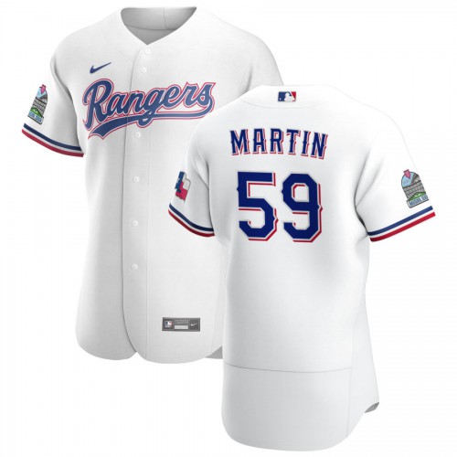 Texas Texas Rangers #59 Brett Martin Men's White Home 2020 Authentic Patch Player Jersey Men's