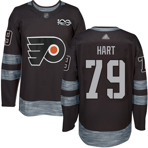 Adidas Philadelphia Flyers #79 Carter Hart Black 1917-2017 100th Anniversary Stitched Jersey Men's