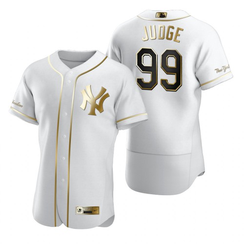 New York New York Yankees #99 Aaron Judge White Men's Authentic Golden Edition Jersey Men's