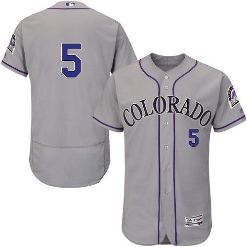 Colorado Rockies #5 Carlos Gonzalez Grey Flexbase Authentic Collection Stitched Jersey Men's