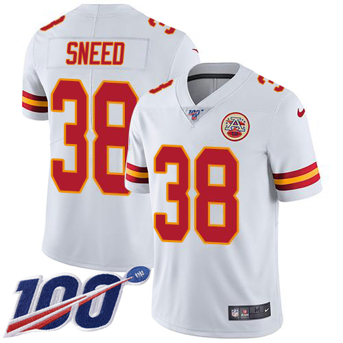 Chiefs #38 L'Jarius Sneed White Men's Stitched 100th Season Vapor Limited Jersey