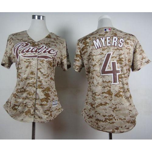 San Diego Padres #4 Wil Myers Camo Alternate 2 Women's Stitched Jersey Womens