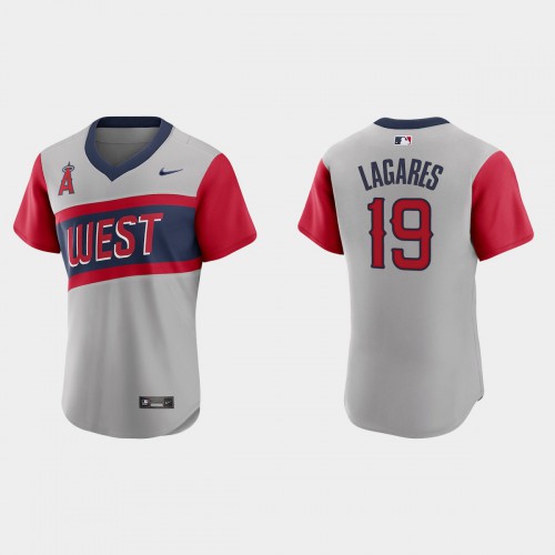 Los Angeles Los Angeles Angels #19 Juan Lagares Men's Gray 2021 Little League Classic Authentic Jersey Men's