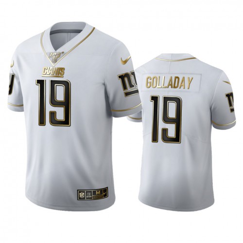 New York New York Giants #19 Kenny Golladay Men's White Golden Edition Vapor Limited 100 Jersey Men's