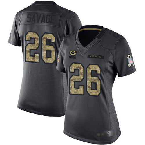 Packers #26 Darnell Savage Black Women's Stitched Limited 2016 Salute To Service Jersey