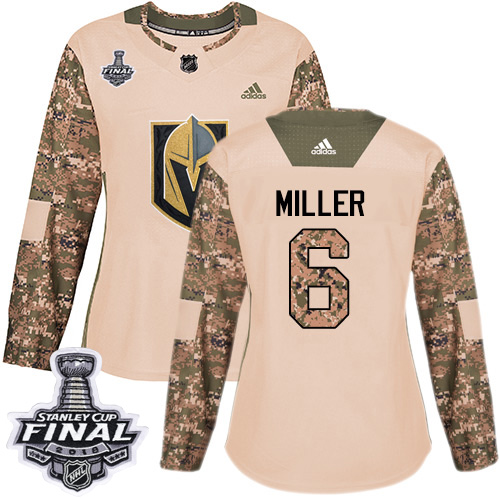 Adidas Golden Vegas Golden Knights #6 Colin Miller Camo Authentic 2017 Veterans Day 2018 Stanley Cup Final Women's Stitched Jersey Womens