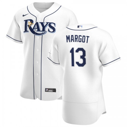 Tampa Bay Tampa Bay Rays #13 Manuel Margot Men's White Home 2020 Authentic Player Jersey Men's
